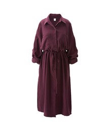 gracegift | 戀秋魅力 韓國雙口帶綁腰襯衫洋裝(シャツワンピース)