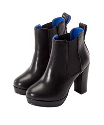 韓國異材質拼接高跟短靴(ブーティ)