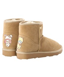 gracegift | 聯名不對稱徽章真麂皮雪靴(ブーツ)