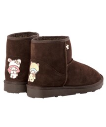 gracegift | 聯名不對稱徽章真麂皮雪靴(ブーツ)