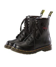 gracegift | 米奇米妮剪影全真皮馬汀靴(ブーツ)