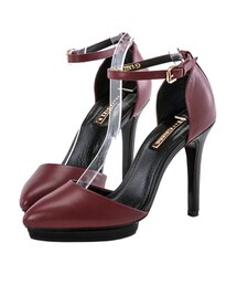 gracegift | 尖頭防水台繫踝高跟鞋(パンプス)