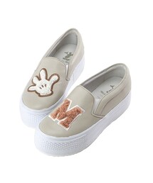 gracegift | 米奇不對稱厚底休閒鞋(モカシン/デッキシューズ)