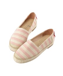 gracegift | 米奇織標條紋麻底休閒鞋(モカシン/デッキシューズ)