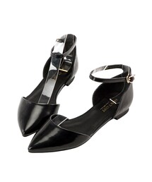 gracegift | 尖頭踝帶霧光平底鞋(モカシン/デッキシューズ)