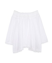 gracegift | 韓國輕盈渡假露肩下擺蕾絲上衣(その他トップス)