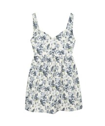 gracegift | 韓國春日花卉水彩印花肩帶洋裝(ワンピース)