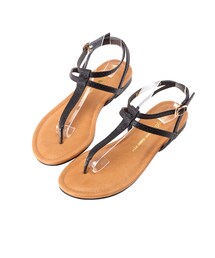 極簡雙層繫帶T字涼鞋(サンダル)