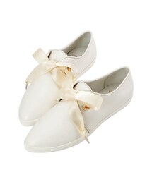 緞帶綁結尖頭休閒鞋(モカシン/デッキシューズ)