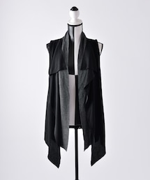 【ユニセックス】レイヤード風ヘムカットノースリーブジレ(ベスト)