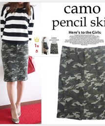 迷彩 タイトスカート デニム(デニムスカート)