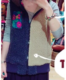 チチカカ | オイルクロスパッチボアベスト☺︎(ベスト)