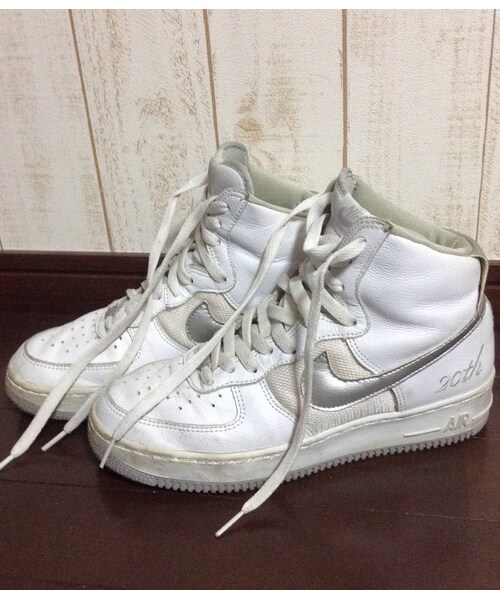 Chocomintの着用アイテム Nike ナイキ の Nike Air Force 1 High L M thナイキ エアフォースワン ハイ白銀 周年02 スニーカー Sciaky