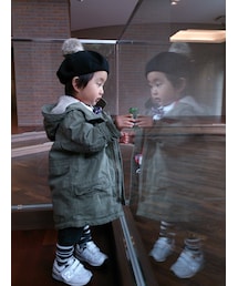 ファー付きベレー帽(ハンチング/ベレー帽)