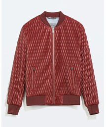 ZARA | Zara Red Faux Leather Quilted Jacket(ノーカラージャケット)