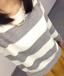 Doux archives | ビジューネックレス付ボーダーニット(ニット/セーター)