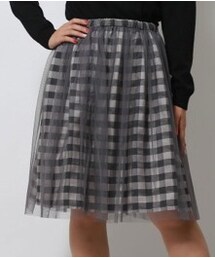 MULLER | チュール×タフタチェックリバスカート(クロ×シロ)(スカート)