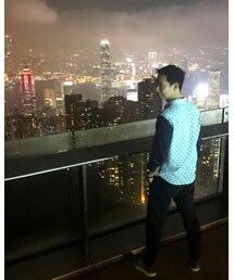 TRENDIANO | 亚麻波点拼接七分衬衫，夏天十分透气舒服。七分拼接和波点是亮点。(シャツ/ブラウス)