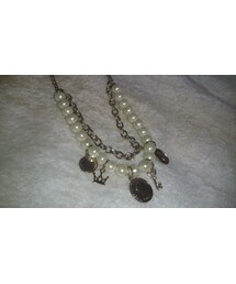 チャーム付きパール&ゴールドチェーンネックレス(ネックレス)