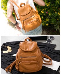 天藍小舖 | 韓版休閒街頭皮革後背包(バックパック/リュック)