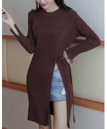 淘寶 | 開叉長版針織上衣(ニット/セーター)