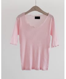 Gmarket | 荷葉造型五分袖上衣(Tシャツ/カットソー)