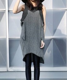 vivacita | 灰條紋長版洋裝(ワンピース)