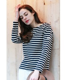 綿100％ボーダーバスク長袖(Tシャツ/カットソー)