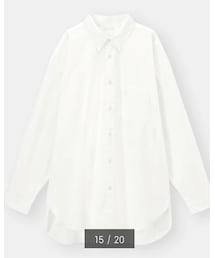 GU | ブロードオーバーサイズシャツ(長袖) 00 WHITE Lsize ¥1,990(シャツ/ブラウス)