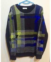 補色幾何学チェックニット | ニット/セーター