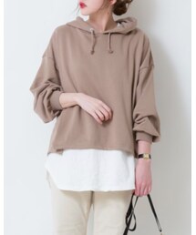 しまむら | TC裏毛ショートフード付きプルオーバー ¥1,500-(パーカー)