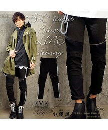 KINGLYMASK | KMK×AKJ 「1BL」 1carat Ｂiker LINE ストレッチ スキニー パンツ

(パンツ)