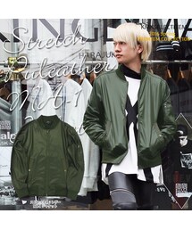 KINGLYMASK | ストレッチ PU レザー MA-1 ミリタリー ボンバー ライダース ジャケット

(ジャケット/アウター)