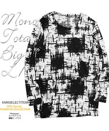 KINGLYMASK | 「Monopant」 モノクロペンキ 総柄 ビッグ ロング Tシャツ ロンT

(Tシャツ/カットソー)