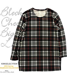 KINGLYMASK | 「Bleck」 ブラック チェックビッグ ロング Tシャツ ロンT

(Tシャツ/カットソー)