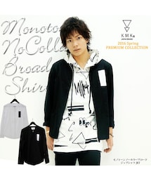 KINGLYMASK | KMK モノトーン ノーカラー ブロード ジップ シャツ JKT ジャケット(シャツ/ブラウス)