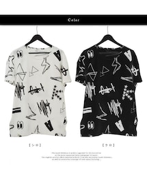 KINGLYMASK | 総柄 ジオメトリー ドロップ ショルダー ビッグ Tシャツ
(Tシャツ/カットソー)