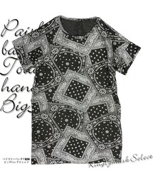 KINGLYMASK | ペイズリー バンダナ 総柄 ビッグ ロング Tシャツ

(Tシャツ/カットソー)