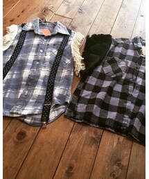 FLOWリメイク品 | ネルシャツリメイク kids  FLOWリメイク品(トップス)