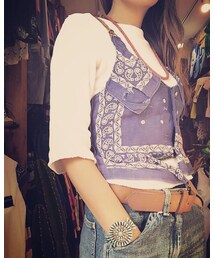 flowリメイク | 夏に着ていたバンダナリメイクtopサーマルと重ね着(キャミソール)