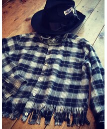 usedネルフリンジリメイクflow | flowリメイクネルシャツ usedハット(シャツ/ブラウス)