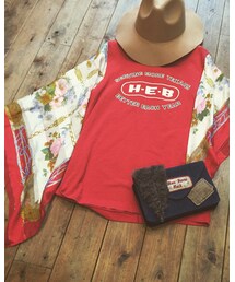 flowリメイク | usedTスカーフリメイク デニムリメイクポシェット(トップス)