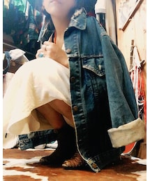 VINTAGE | 彼のを借りちゃった風 リーバイス70505bige(デニムジャケット)