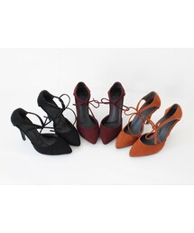 アンクルリボンスエード調パンプス(パンプス)