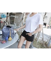 Uネックベーシック半袖Tシャツ(Tシャツ/カットソー)