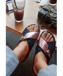 スパンコールストラップサンダル(サンダル)