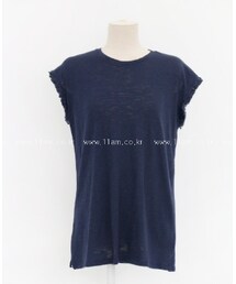 フリンジ袖ラウンドネックトップス(Tシャツ/カットソー)