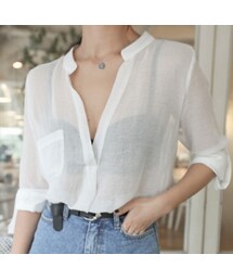 ポケットポイントシースルーブラウス(シャツ/ブラウス)