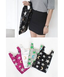 STAR＆MOONモチーフスパンコール手提げバッグ(エコバッグ/サブバッグ)