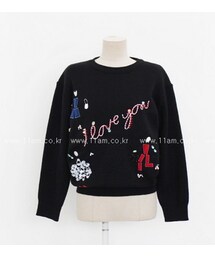 ユニーク刺繍ポイントニット(ニット/セーター)